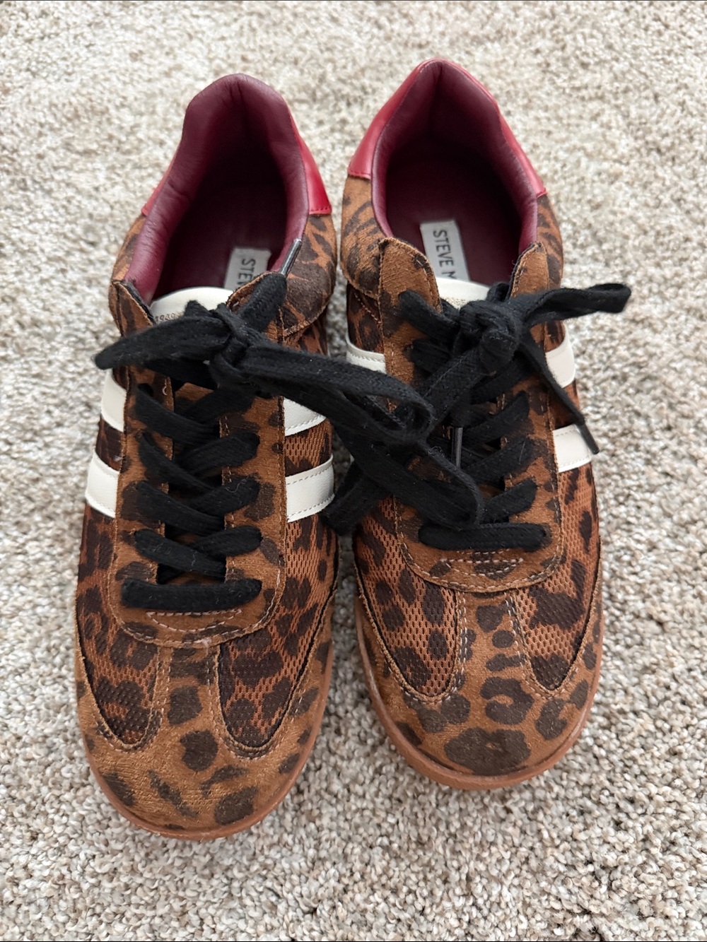 Steve Madden Leopard Print Brown Sneakers with White Stripes